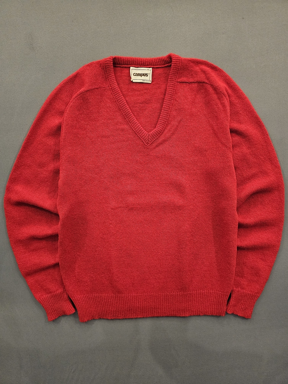 Vintage Campus V-Neck Knit Pullover Sweater – Made in USA